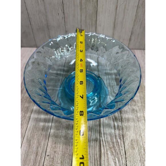 Vtg Early American Pattern Glass Bowl Footed Diamond Quilted Sky Blue 8.5" DIA - Picture 5 of 8